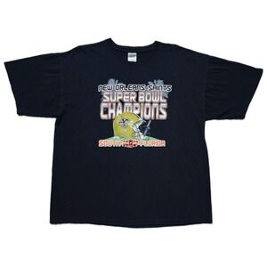 Rare New‎ Orleans Saints 2009 Super Bowl Champions Graphic T-Shirt Mens XL Y2K
